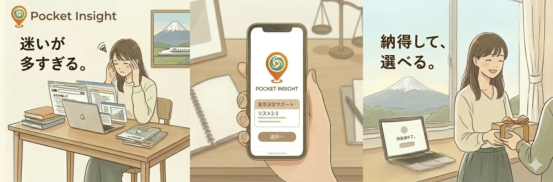 迷いが多すぎる状態から、Pocket Insightで納得して選べる状態へ